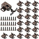 Bonuci 20 Pcs Cabinet Door Latch and Catch Hardware Roller Catch Double Roller Catch Cabinet Latches with Spear Strike Catch for Cabinet Closet Doors Kitchen(Brown Antique Copper, 20 Pcs)