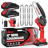 BEST Mini Chainsaw 6 Inch, Gardtech Cordless Portable Electric Chain Saw Handheld Electric Chainsaws with 2023 Upgraded 4 Chains 2 Batteries Good for Olders, DIYer, Gardeners Continuously 2 Hours Work