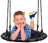 Sorbus Saucer Tree Swing - Kids Outdoor Disc Round Swing - 24' Heavy Duty 220lbs Seat - Easy Install Flying Saucer Web Circle Swing - Perfect for Gift, Playground, Backyard, Indoor/Outdoor Tire Swing