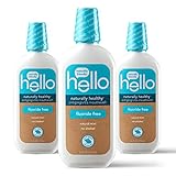 hello Oral Care Naturally Healthy Antigingivitis Fluoride Free and SLS Free Mouthwash with Aloe Vera and Coconut Oil, Blue, 16 Fl Oz (Pack of 3)