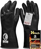 Extreme Heat Resistant Gloves for Grill BBQ - High Temperature Fire Pit Grill Gloves - Barbecue Cooking, Smoker, Oven, Fryer, Grilling - Waterproof, Fireproof, Oil Resistant - Neoprene Coating