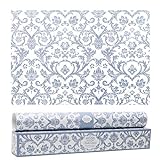 Elodie Essentials 6 Scented Drawer Liners Non-Adhesive Paper Sheets for Home Closet Shelves, Cabinet and Dresser Drawers - Royal Damask Print - 14 x 19½ Inch (Fresh Linen)