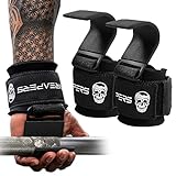 Gymreapers Weight Lifting Hooks (Pair), Heavy Duty Power Wrist Straps Hand Grip Support for Deadlifts, Pull Ups, Shrugs - Gym Gloves for Men and Women (Black)
