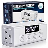 COKWEL Countdown Timer Outlet, Up to 99 Hours, Large Screen and Repeat Function, Inodoor Auto Shut Off Timers for Charger Light Vacation Security,Digital Timers for Electrical Outlets