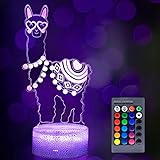 JLiup Llama 3D Illusion Night Light, Alpaca Lamp 16 Color Changing Remote Control & Touch Control Night Light Bedroom Decor Llama Gifts As Birthday Christmas for Kids