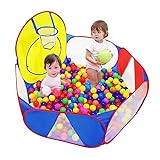Eocolz Kids Ball Pit Large Pop Up Childrens Ball Pits Tent for Toddlers Playhouse Baby Crawl Playpen with Basketball Hoop and Zipper Storage Bag, 4 Ft/120CM, Balls Not Included