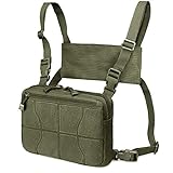 WYNEX Recon Kit Bag, Tactical Combat Chest Pack Molle Vest Bags Front Pouch Camouflage Airsoft Harness Holster Multi-Purpose Daypack Concealed EDC Carry Pouch with Basketball Pattern Hook and Loop Pan