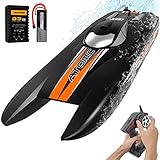 VOLANTEXRC Brushless Remote Control Boat AtomicX 40MPH High-Speed Brushless RC Boat Waterproof RC Boats for Adults with Low Battery Protection Fast RC Boat for Lake for Adults Toy Gifts (792-6 RTR)