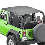 MasterTop Bimini Top Sunshade - Fits 2-Door Jeep Wrangler 2007-2018 - Jeep Wrangler Bikini Top - Jeep JK Bikini Top 2-Door - Jeep JK Sunshade (Full Length Without Header Bar)