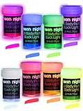 Neon Nights UV Body Paint Set | Blacklight Glow Makeup Kit | Fluorescent Face Paints for Music Festivals, Photo Shoots, Nights Out - Easy to Use and Remove, Premium Quality, Vibrant Colors | 8 Colors