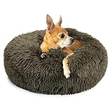 Small Dog Bed Calming Dogs Bed for Small Dogs Anti-Anxiety Puppy Bed Machine Washable Fluffy Luxury Anti-Slip Waterproof Mute Base Warming Cozy Soft Pet Round Bed