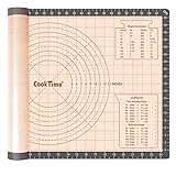 Silicone Pastry Baking Mat Non Stick-Large Rolling Dough with Measurements-Non Slip Pizza,Fondant,Pie,Cake Baking Mat - 26 x 16 Inch By Cook Time
