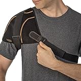 Copper Fit mens Copper Fit Rapid Relief Shoulder Wrap with Hot/Cold Ice Pack Base Layer, Black, Adjustable