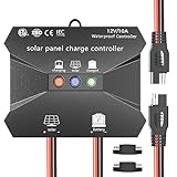 VOLTSET Solar Charge Controller, 10A 12V Waterproof Solar Intelligent Regulator with LED Indicate Light for 12v Solar Battery Charger, Solar Battery Maintainer, and 12 Volt Battery Power Kit