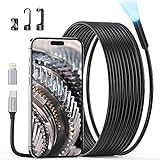 Endoscope Camera with Light for iPhone, Teslong USB-C Borescope Inspection Camera with 8 LED Lights, 16.5FT Flexible Waterproof Snake Camera Scope, Fiber Optic Cam for iOS Android Phone