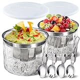 LIMOEASY Chilled Dip Bowl (2 Pack), 25oz Ice Serving Bowl with Lid for Parties, Cold Serving Dish for Hummus, Salsa, Guacamole, Sauces, Pasta