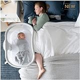 HALO Baby Bassinet Bedside Sleeper Bedside Crib, BassiNest Swivel Sleeper 3.0, Co-Sleeper Adjustable Height with Portable Infant Nest for Newborns, Mesh Walls, Grey