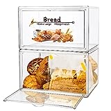 RISICULIS 2PCS Large Bread Box for Countertop, Stackable Double Layer Storage Container, Clear Boxes for Kitchen Counter, Bread Keeper for Homemade Bread, Bagel, Muffins, Rolls