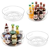 4 Pack Lazy Susan Organizer for Cabinet, Upgraded 11.5' Clear Lazy Susan Turntable with Handles and Raised Edge, Rotating Lazy Susan Spice Storage for Kitchen, Pantry, Refrigerator, Bathroom, Table