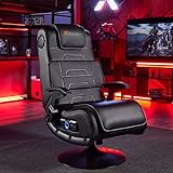 X Rocker Pro Leather Lounging Video Gaming Pedestal Chair with Vibration, Wireless Audio, 2 Speakers & Subwoofer, Ergonomic Lumbar, Neck Support, Armrests, Tilt & Swivel, Comfortable, Foldable, Black