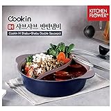 Cookin IH Shabu Shabu Divider Hot Pot, Induction Cooktop, Ceramic Coating, Double Sauce Pot, 11 Inch