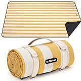 Outdoor Picnic Blankets Waterproof Large, Sandproof Backing Portable for Family, Friends, Kids, Picnic Mat Machine Washable for Camping Party, Grass, Beach Park, Playground(Butter Yellow)