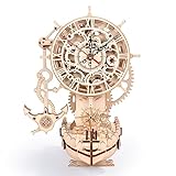 Pirate Ship Clock 3D Wooden Puzzles for Adults, Wooden Models for Adults to Build DIY 3D Puzzle Mechanical Clock Kit, Clock Making Kits Gift for Adults and Kids