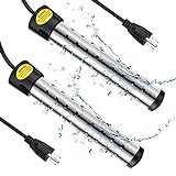 Treela 2 Pcs Immersion Water Heater Pool Heater for Above Ground Portable Electric Heater Submersible Hot Tub Heater with 304 SS Bathtub Bucket Basin Pool Heat 5 Gallon Water in Minutes(Black, 1500W)