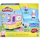 Play-Doh Peppa's Ice Cream Playset with Truck, Peppa Pig and George Figures, and 5 Non-Toxic Modeling Compound Cans, Toy for Kids 3 Years and Up