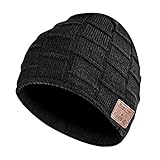 PEATOP Bluetooth Speaker Beanie Hats, Winter Knit Cap with Headphones Speakers for Outdoor Sports,Running, Fashion& Technology Black
