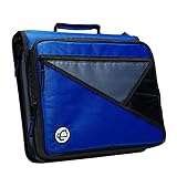 Case-it The Universal Zipper Binder - 2 Inch O-Rings - Padded Pocket that holds up to 13 Inch Laptop/Tablet - Multiple Pockets - 400 Page Capacity - Comes with Shoulder Strap - Blue LT-007