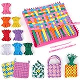 PREBOX Weaving Loom Kit Toys for Kids and Adults, Potholder Loops Crafts for Girls Ages 6 7 8 9 10 11 12, 7' Pot Holder Loom Knitting Kits and Gifts for Kids and Beginners, Make 6 Masterpieces