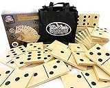Mɑtty's Toy Stop Deluxe Giant Wooden Dominoes Double Six (8') 28 Piece Set with Storage Bag