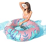 AirMyFun Tropical Plants Swim Ring, Summer Outdoor Beach Party Playing Decoration, Tropical Leaves Water Rafts Foam Inner Tube Toy for Adults
