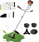 COOCHEER 58CC Weed Wacker Gas Powered 2-Cycle Gas Weed Eater 4 in 1 Brush Cutter 18-Inch Straight Shaft Cordless String Trimmer with 4 Detachable Heads for Lawn/Garden Care-Orange