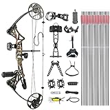DJH Archery Compound Bow Package for Adults and Teens, 19inch-30inch Draw Length,19-70Lbs Draw Weight,320fps IBO,Gordon Composites Limbs,Limbs Made in USA (Forest)