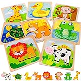 TOY Life Wooden Puzzles for Toddlers 1-3, Puzzle for Kid, Baby Puzzle, Montessori Toys for 1 2 3+ Year Old Girl Boy, 8 Animal Shape Puzzle for Kid Age 2-4, STEM Educational Learning Toy Birthday Gifts