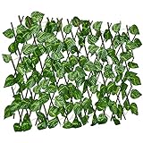 DearHouse 2PCS Fence Privacy Screen, Artificial Leaf Faux Ivy Expandable/Stretchable Privacy Fence for Balcony Patio Outdoor,Decorative Faux Ivy Fencing Panel (Single Sided Leaves)