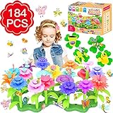 Flower Garden Building Toys, Girls Toys Age 3-6 Year Old Toddlers Toys for Christmas Birthday Gifts, Stem Toys Gardening Pretend Gift for Kids Playset, Stacking Game Educational Activity Play(184 PCS)