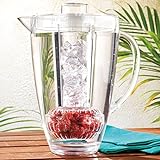 Elegant Home Large 3 Quart (96oz) Acrylic Shatterproof Fruit Infusion Flavor Mason Pitcher With Ice Chilling Infuser Compartment- Wide Mouth For Easy Filling- For Parties Outdoors & Daily Use
