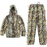 Ghillie Suit for Men,3D Lightweight Turkey Hunting Suit-Hooded Leafy Camouflage and Breathable,Suits for Jungle Hunting,Shooting,Airsoft, Wildlife Photography or Halloween Costume (Height 5.9-6.3ft)