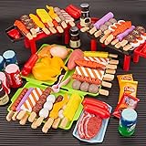 80 PCS BBQ Grill Playset Toy Barbecue Kitchen Cooking Playset, Interactive Grill Play Food BBQ Accessories Set for Girls Boys Toddler Play Cooking Set for Toddlers 1-3 Cooking Toys for Kids Ages 4-8