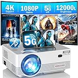 5G WiFi Bluetooth Projector, DBPOWER 12000L FHD 1080P Projector 4K Support, Outdoor Movie Projector Screen Mirror, Portable Mini Video Projector with Zoom/Timer for Smartphone/TV Stick/Laptop/DVD/PS5