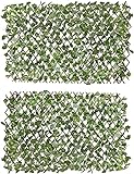Verseo Faux Ivy Greenery Yard Decoration, Ivy Hedge Privacy Screen, Expandable (2 Pieces)
