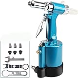 DoubleSun Heavy Duty Air Hydraulic Riveter-Professional Pop Pneumatic Riveting Gun Rivet Tool with Nose Pieces