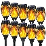 10Pack Solar Lights Outdoor, Solar Torch Lights Outdoor Flickering Flame for Outdoor Decorations, Waterproof Garden Lights Solar Powered , Solar Tiki Torches for Outside Yard Patio Lawn Garden Decor