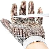 Dowellife Chainmail Glove, Cut Resistant Glove Food Grade, Stainless Steel Mesh Metal Glove Knife Cutting Glove for Butcher, Oyster Shucking Kitchen Mandoline Chef Slicing Fish Fillet (Small)