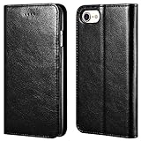 ICARERCASE iPhone 7, 8, SE 2nd/SE 3rd Case, Leather Wallet Magneitc Case with Stand and 3 Credit Slots for iPhone 7/8/SE 2020/SE 2022 4.7 inch (Black)
