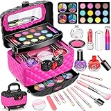 Hollyhi 41 Pcs Kids Makeup Toy Kit for Girls, Washable Makeup Set Toy with Real Cosmetic Case for Little Girl, Pretend Play Makeup Beauty Set Birthday Toys Gift for 3 4 5 6 7 8 9 10 Years Old Kid