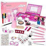 AISFA Kids Makeup Kit for Girl, Toddler Toys for Girls Washable Real Makeup for Little Girls Toys Birthday Gifts, Play Princess Pretend Make up Set Toys for 4 5 6 7 8 9 Years Old, 30 Pack -Non Toxic